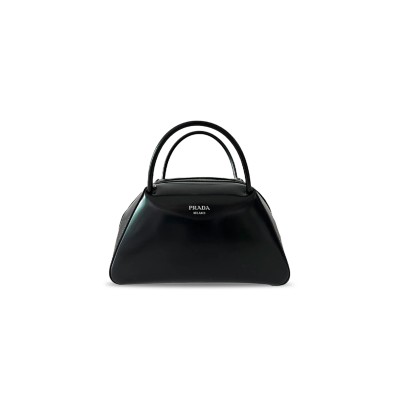 PRADA TOP HANDLE BAG IN BRUSHED LEATHER IN BLACK 1BA365 (31*16*13.5cm) PRADA TOP HANDLE BAG IN BRUSHED LEATHER IN BLACK 1BA365 (31*16*13.5cm)